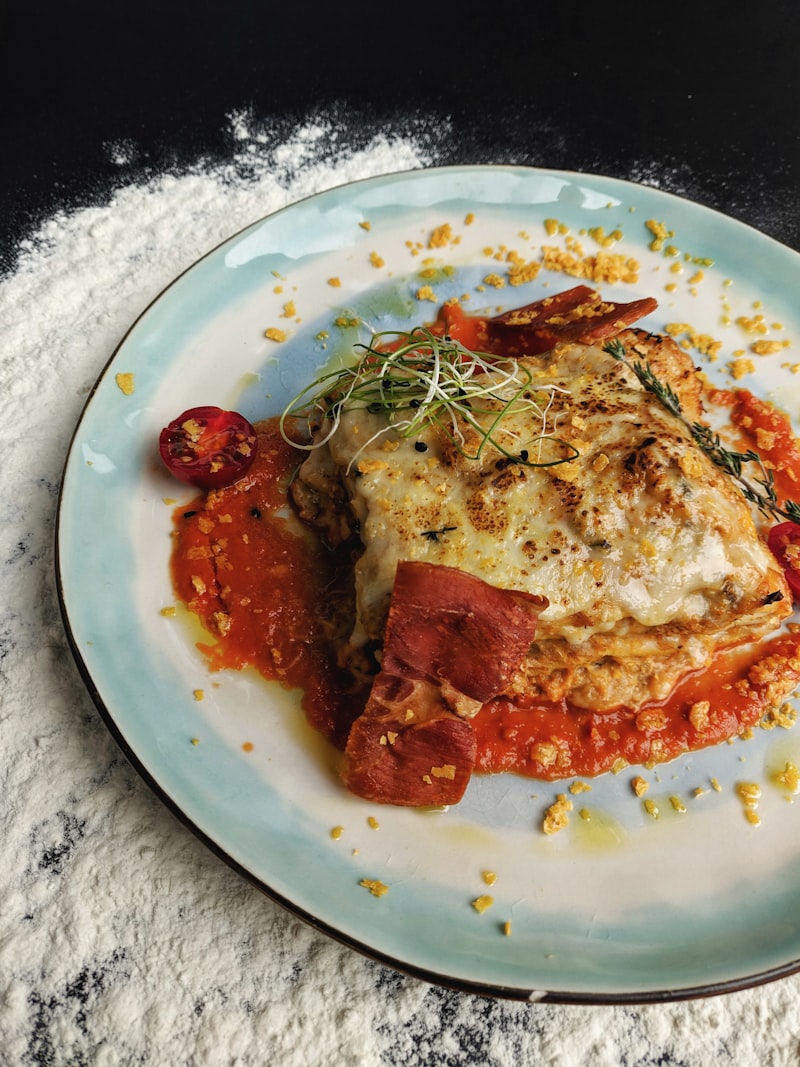 Generous slice of Rao's baked meat lasagna with tender pasta layers and slow-simmered beef sauce
